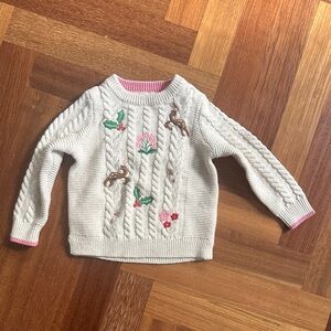 Mini Boden Cream Sweater with Embroidery